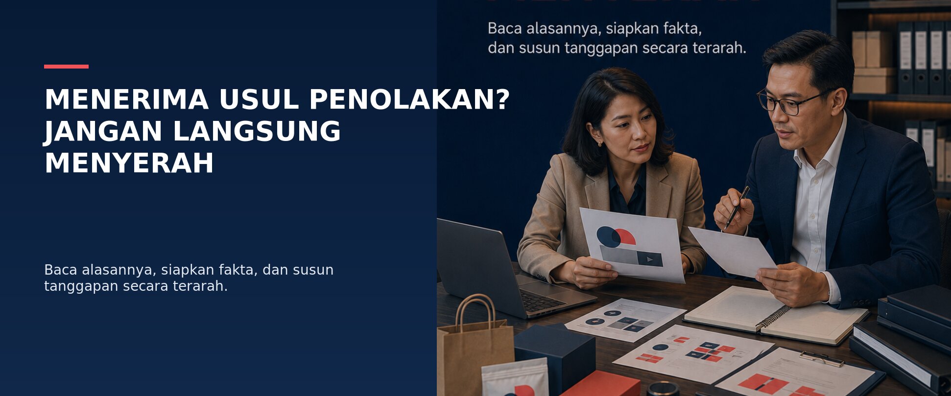 Pemilik usaha menyiapkan fakta dan tanggapan atas usul penolakan merek