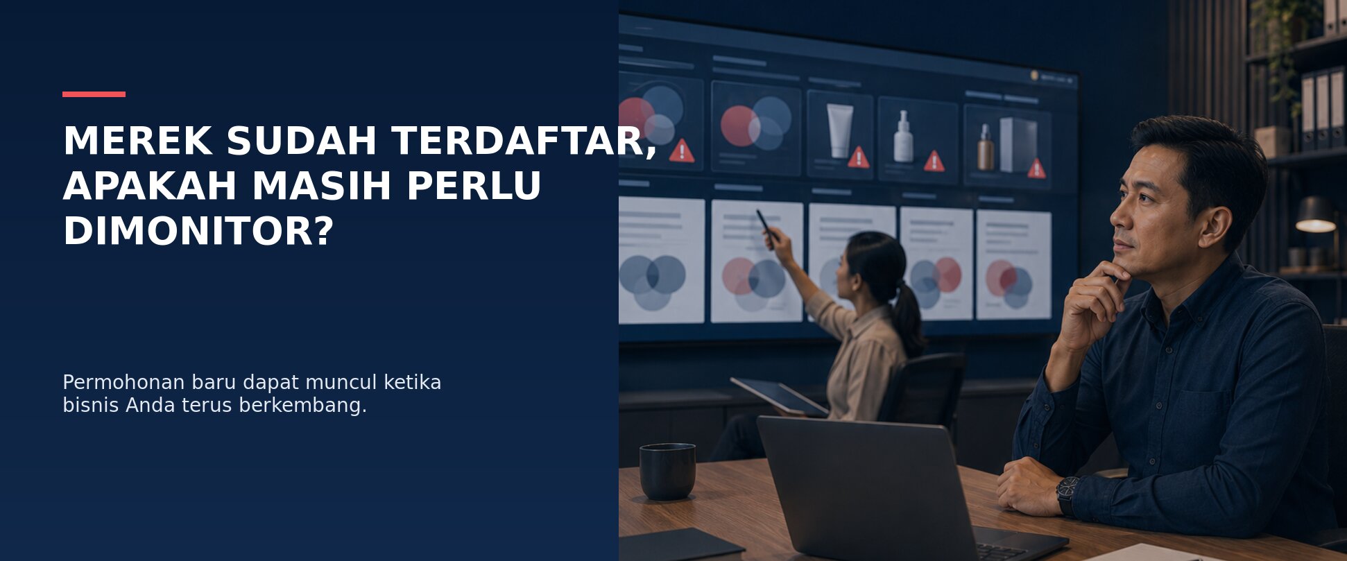 Pemilik usaha memonitor permohonan merek baru yang berpotensi relevan